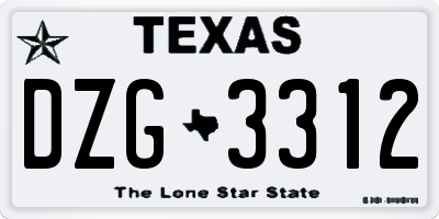 TX license plate DZG3312
