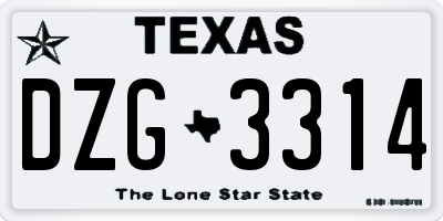 TX license plate DZG3314