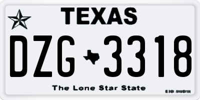 TX license plate DZG3318