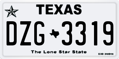 TX license plate DZG3319