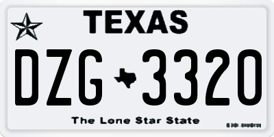 TX license plate DZG3320