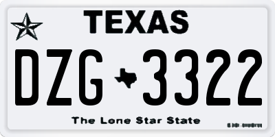 TX license plate DZG3322