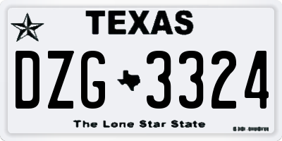 TX license plate DZG3324