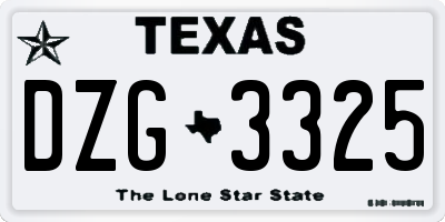 TX license plate DZG3325