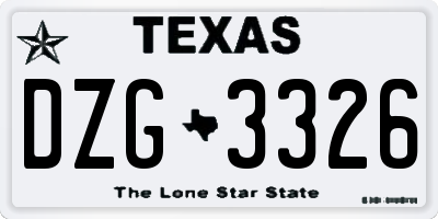 TX license plate DZG3326