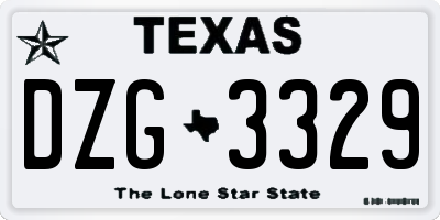 TX license plate DZG3329