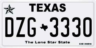 TX license plate DZG3330