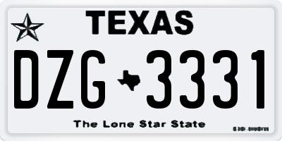 TX license plate DZG3331
