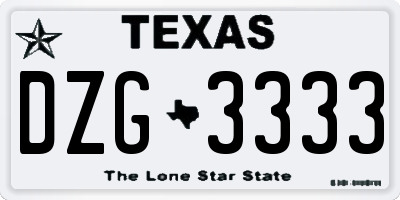 TX license plate DZG3333
