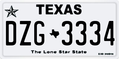 TX license plate DZG3334