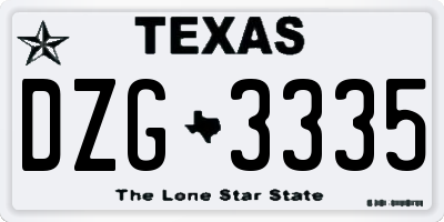 TX license plate DZG3335