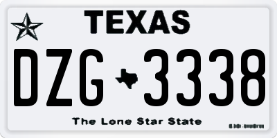 TX license plate DZG3338