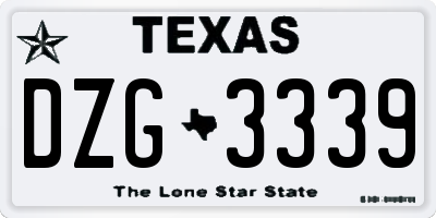 TX license plate DZG3339