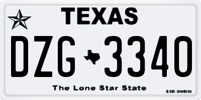 TX license plate DZG3340