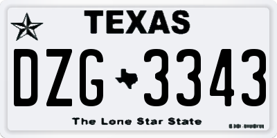 TX license plate DZG3343