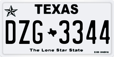 TX license plate DZG3344