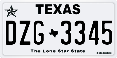 TX license plate DZG3345