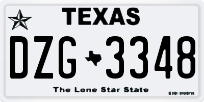 TX license plate DZG3348