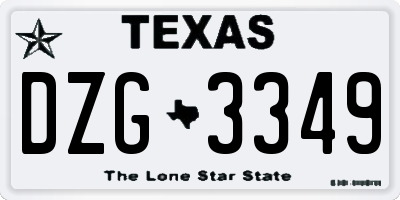 TX license plate DZG3349