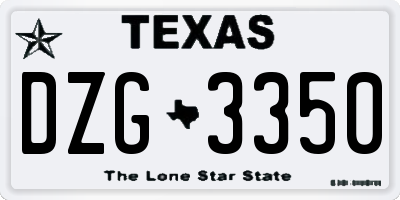 TX license plate DZG3350
