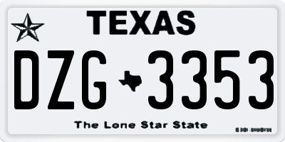 TX license plate DZG3353