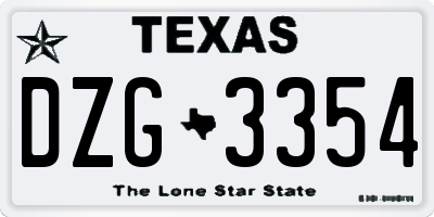 TX license plate DZG3354
