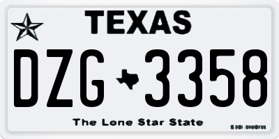 TX license plate DZG3358