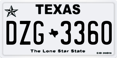 TX license plate DZG3360