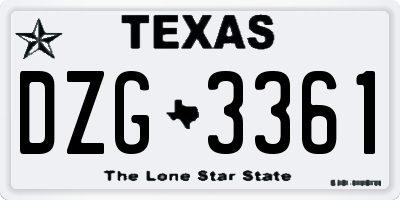 TX license plate DZG3361