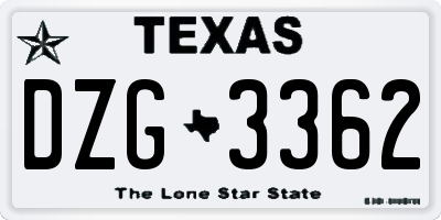 TX license plate DZG3362
