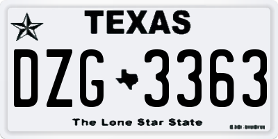 TX license plate DZG3363