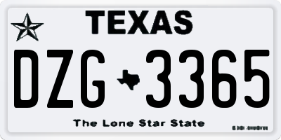 TX license plate DZG3365
