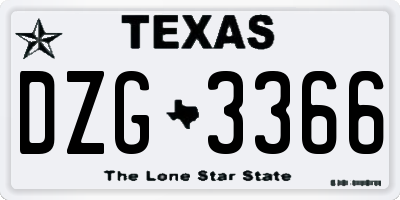 TX license plate DZG3366