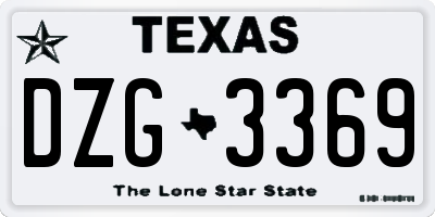 TX license plate DZG3369