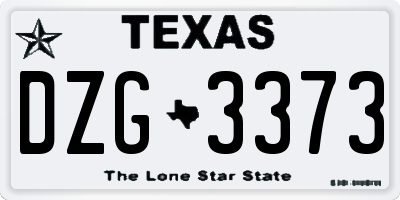 TX license plate DZG3373