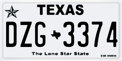 TX license plate DZG3374
