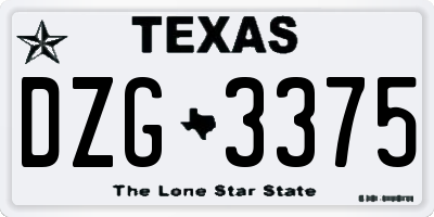 TX license plate DZG3375