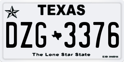 TX license plate DZG3376