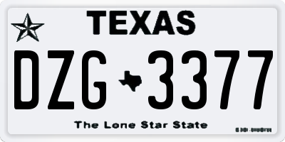 TX license plate DZG3377
