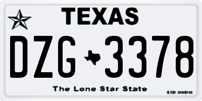 TX license plate DZG3378