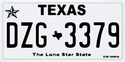 TX license plate DZG3379