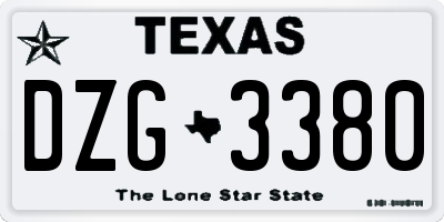 TX license plate DZG3380