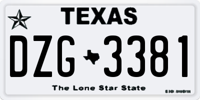 TX license plate DZG3381