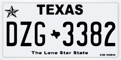 TX license plate DZG3382