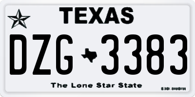 TX license plate DZG3383