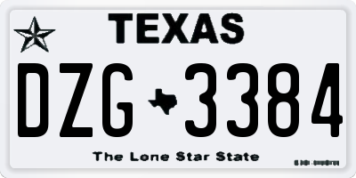 TX license plate DZG3384