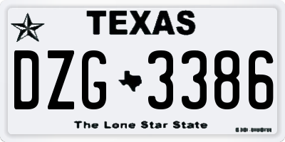 TX license plate DZG3386