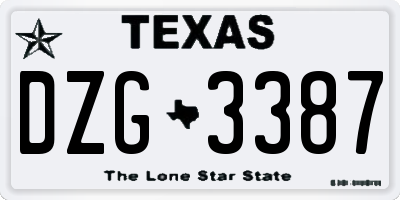 TX license plate DZG3387