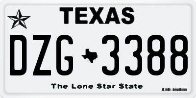 TX license plate DZG3388
