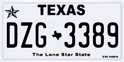 TX license plate DZG3389